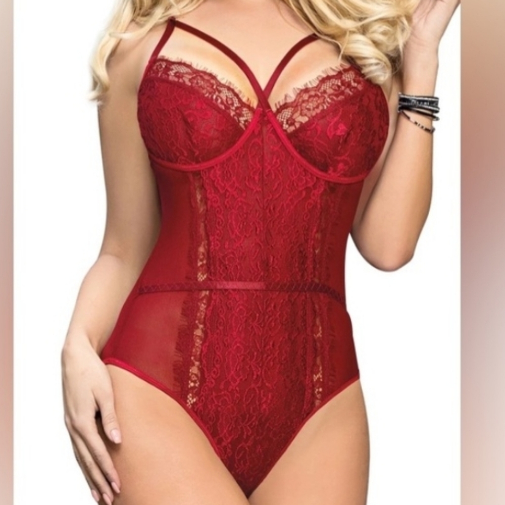 !! Final Price!!  Red Lace Women's Bodysuit Lingerie